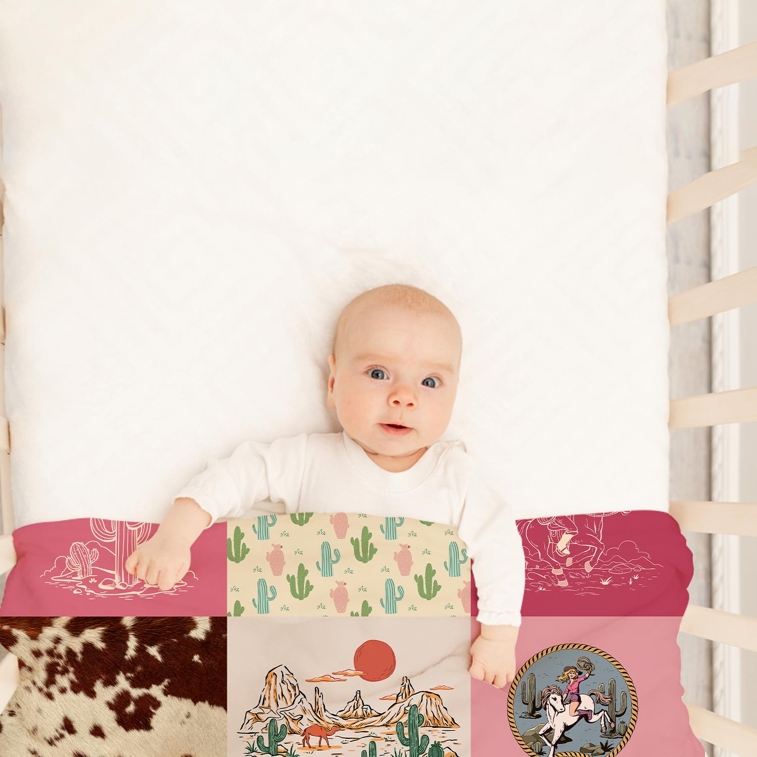 Locobird Western Blanket nursery decor accessory adds cozy western vibe.