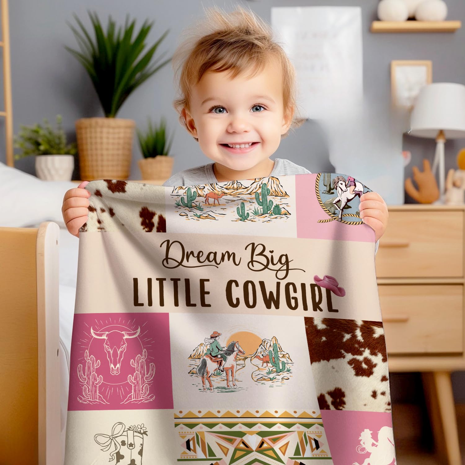 Locobird Western Blanket swaddling use demonstrates versatility for baby cuddling.