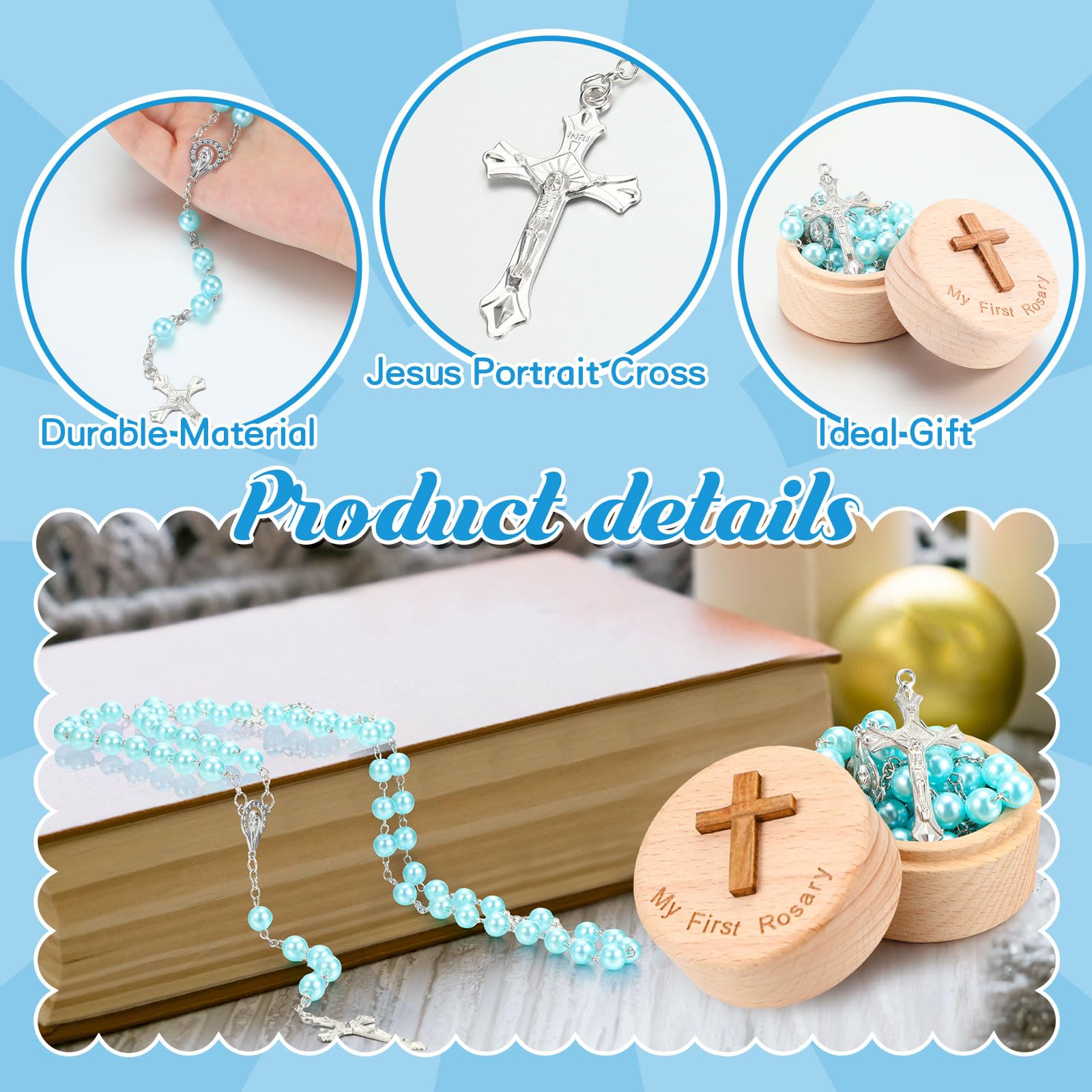 Loetere wooden keepsake box blue, sturdy keepsake presentation for baby shower gifts.