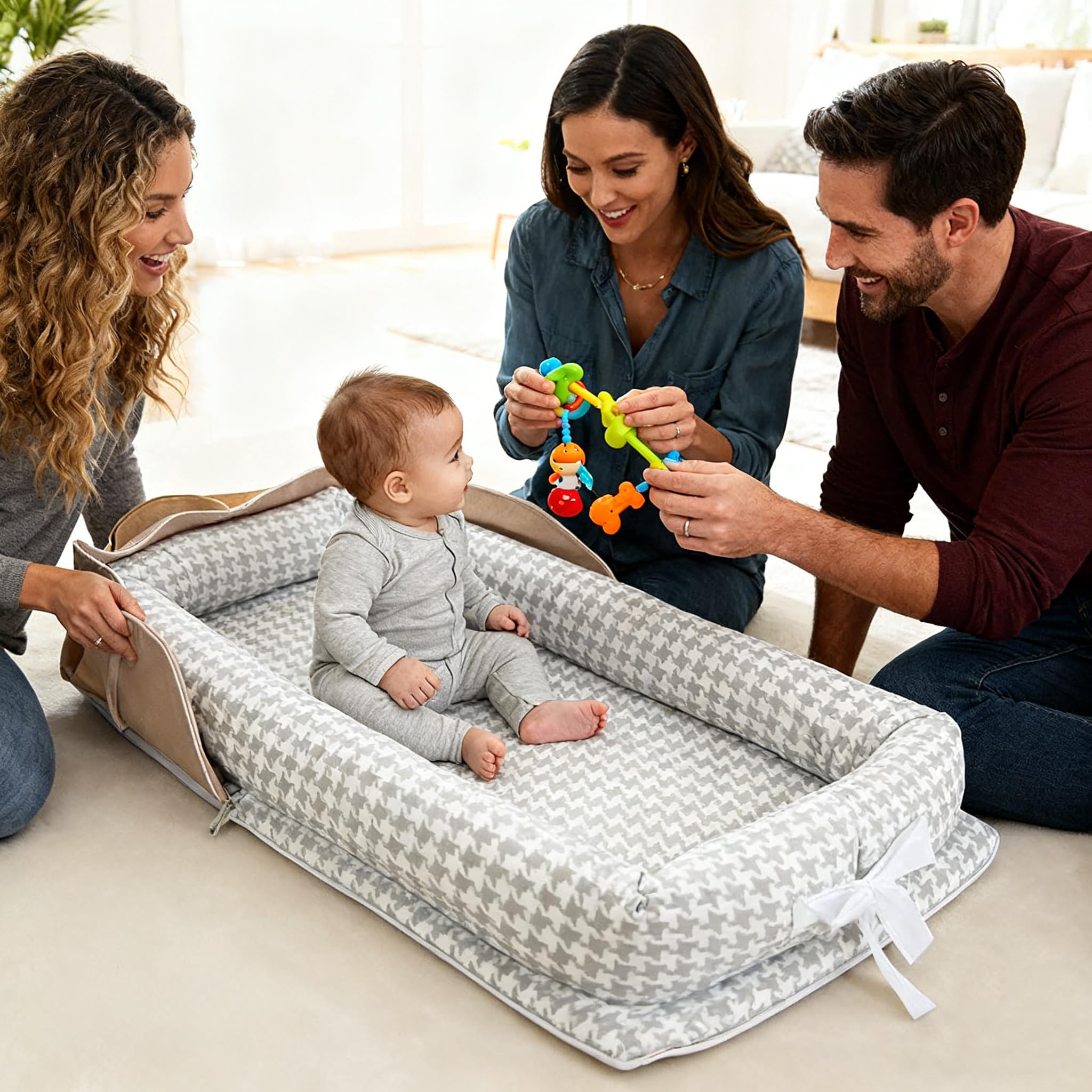 Loevin baby lounger lengthened space design supports growing baby