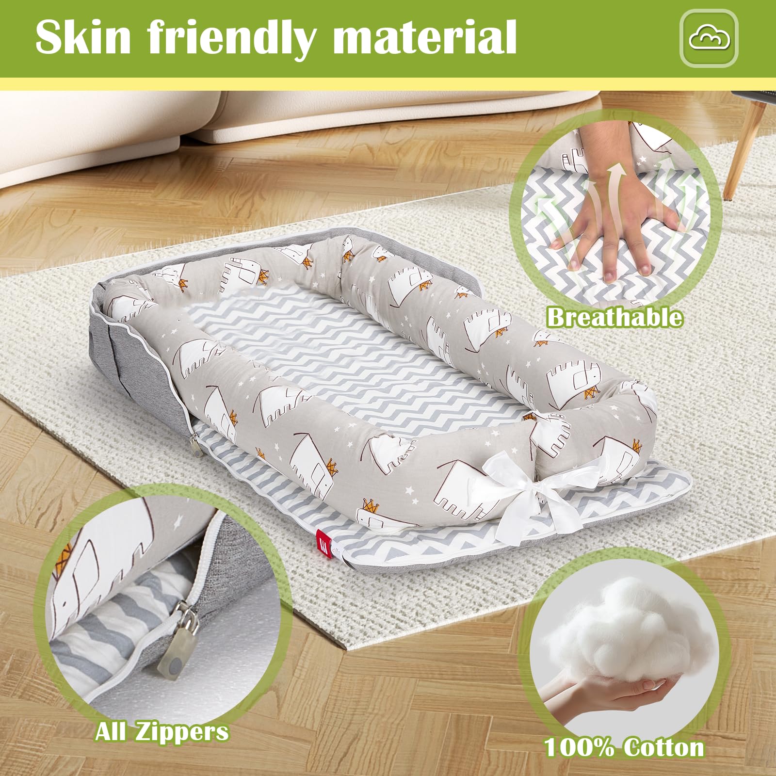Loevin baby lounger portable bag ready for on-the-go travel
