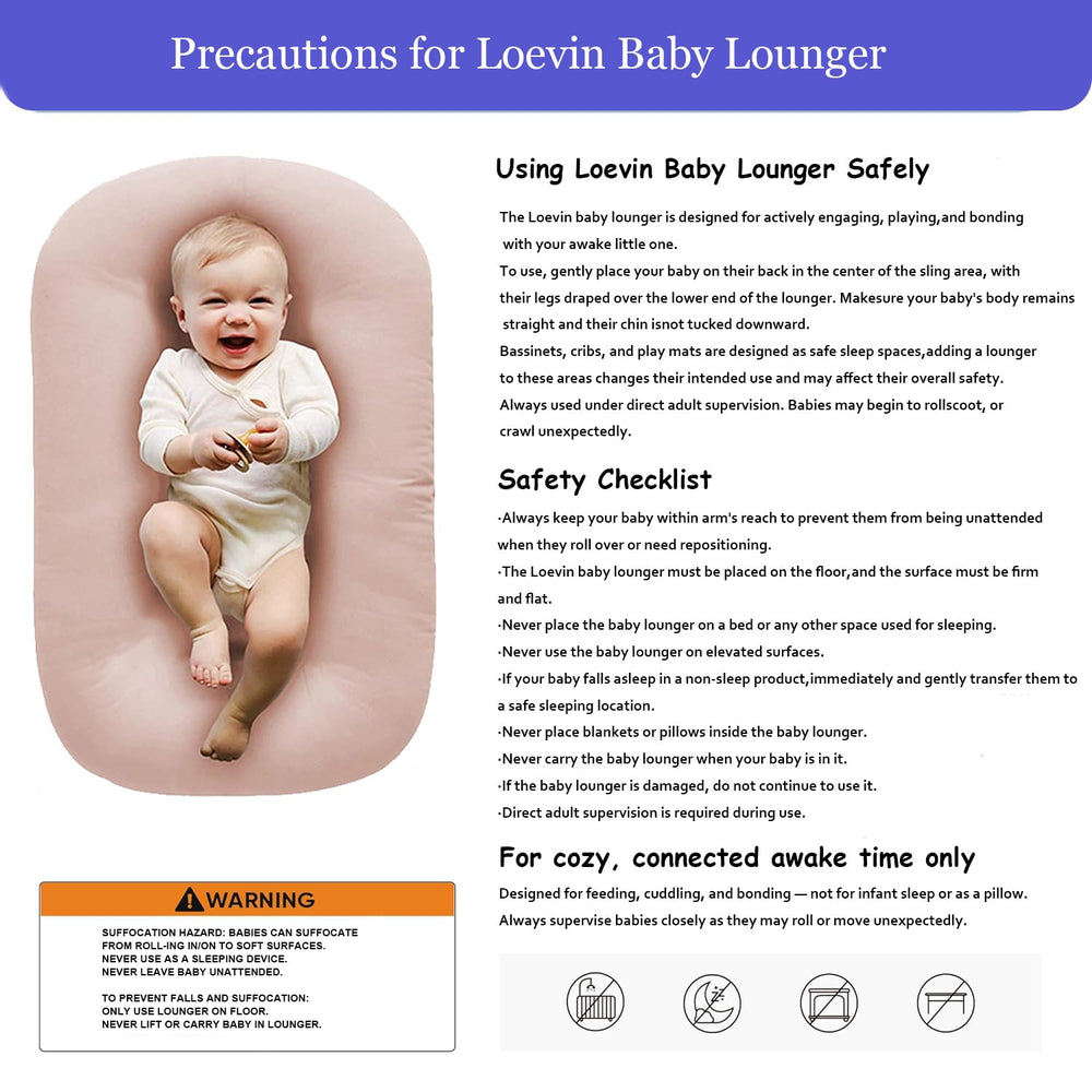 Loevin Baby Lounger guardrail design demonstrates enhanced baby safety and cozy containment