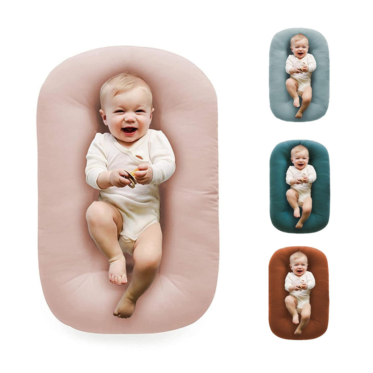 Loevin Baby Lounger pink cover removable for easy cleaning and quick baby comfort