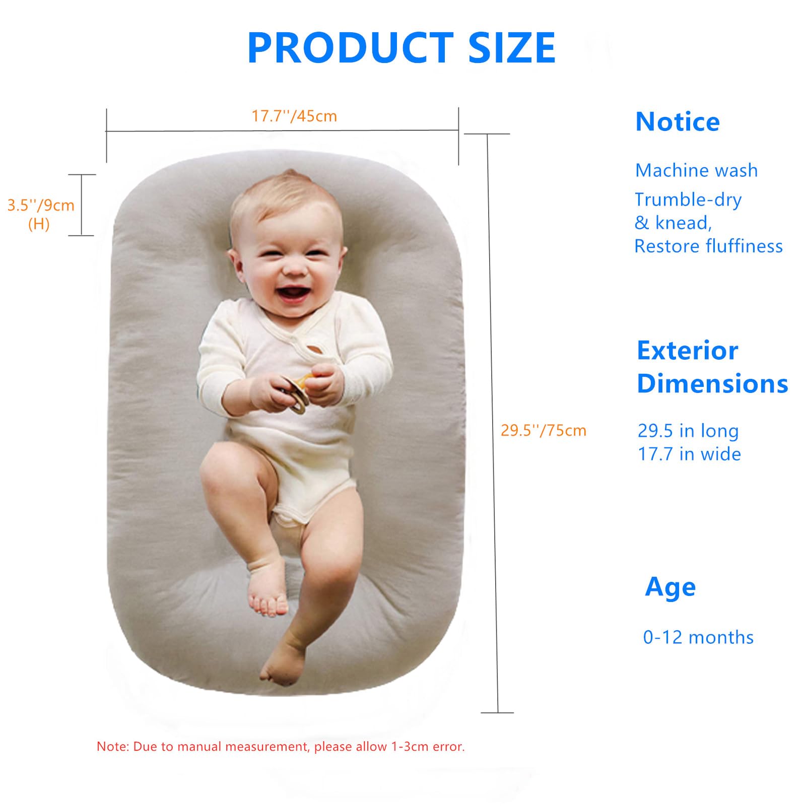 Loevin Baby Lounger vacuum packaging for compact travel and storage.