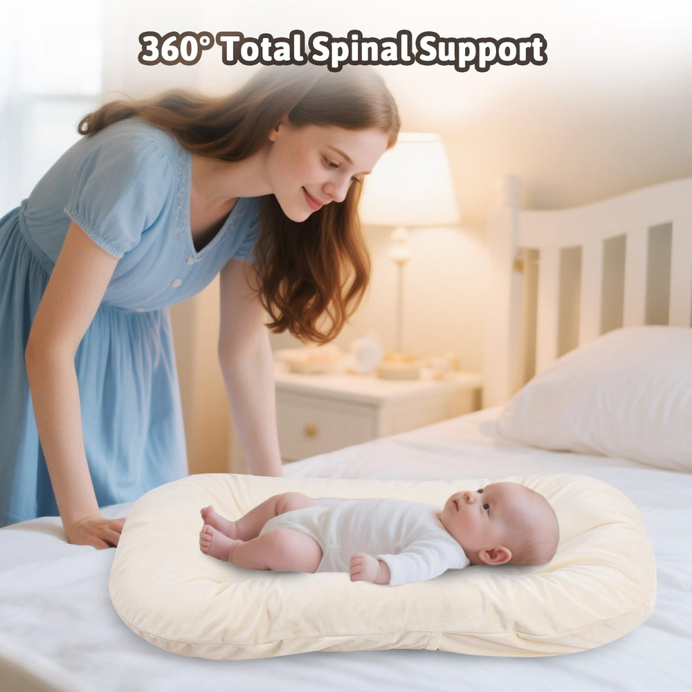 Loevin Baby Lounger removable cover machine washable for easy cleaning.