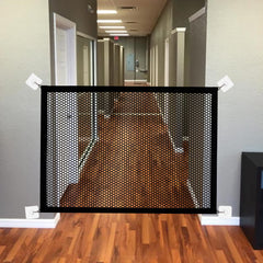 Lofekea nylon mesh fabric dog gate features breathable safety mesh.