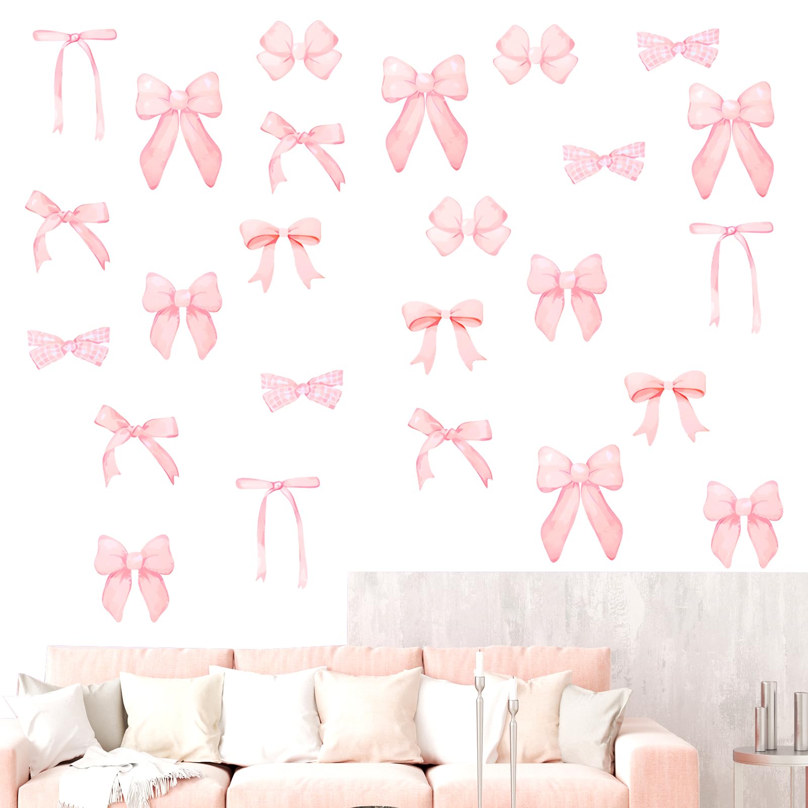 Loghohu pink bow wall stickers eight sheets brighten girls' rooms with playful decor.