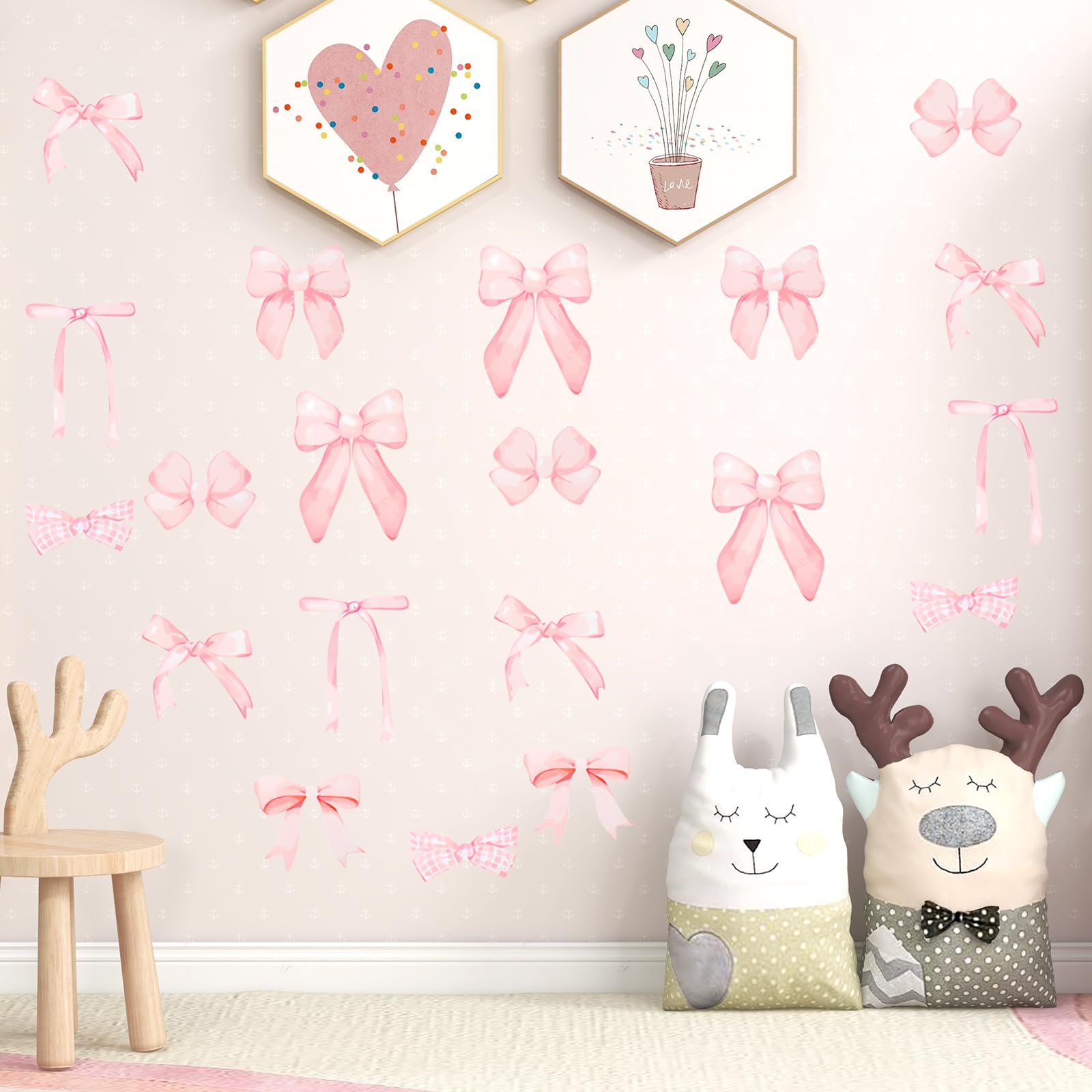 Loghohu versatile decor ideas for windows, walls, and notebooks with bow decals.