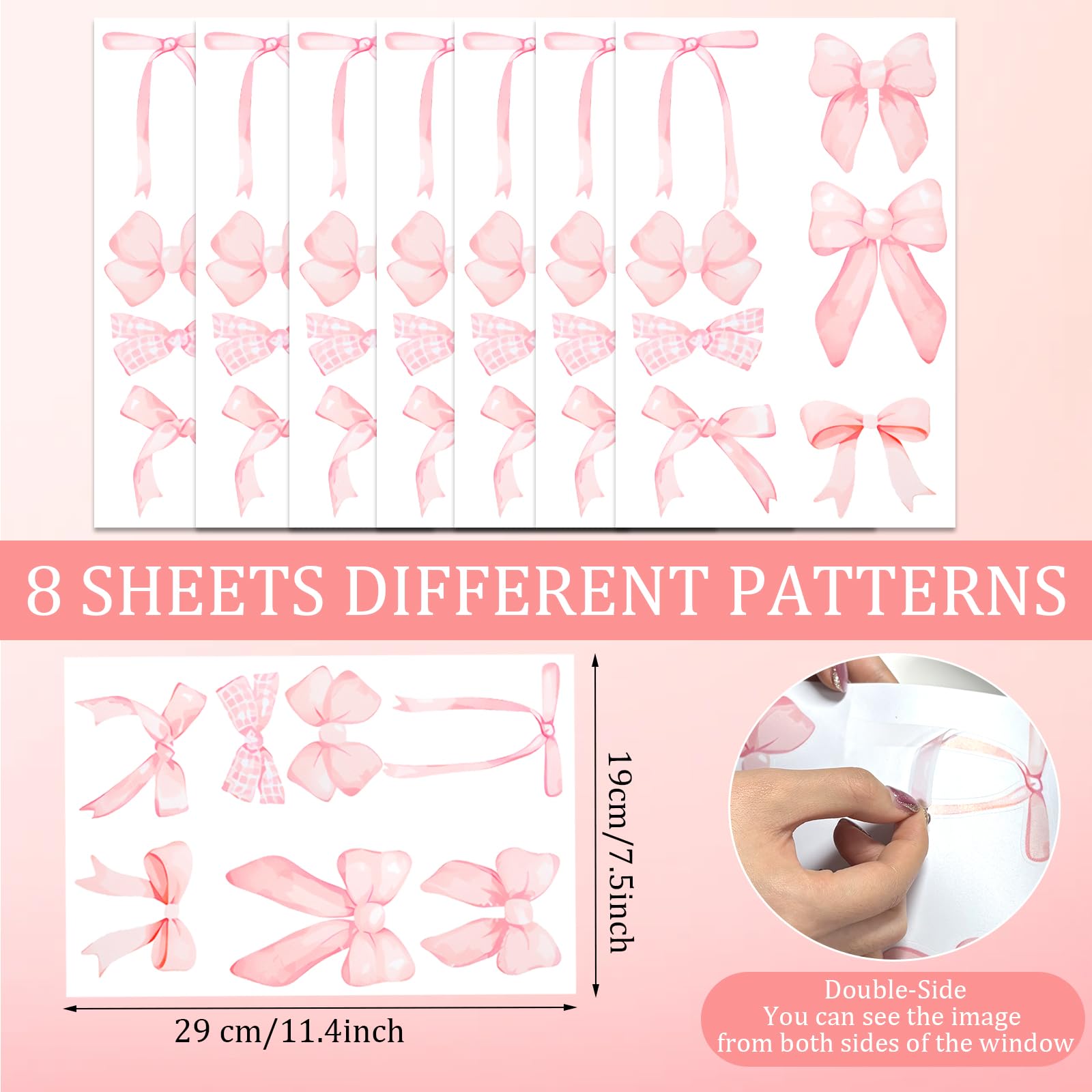 Loghohu watercolor pink bow patterns add delicate charm to walls.
