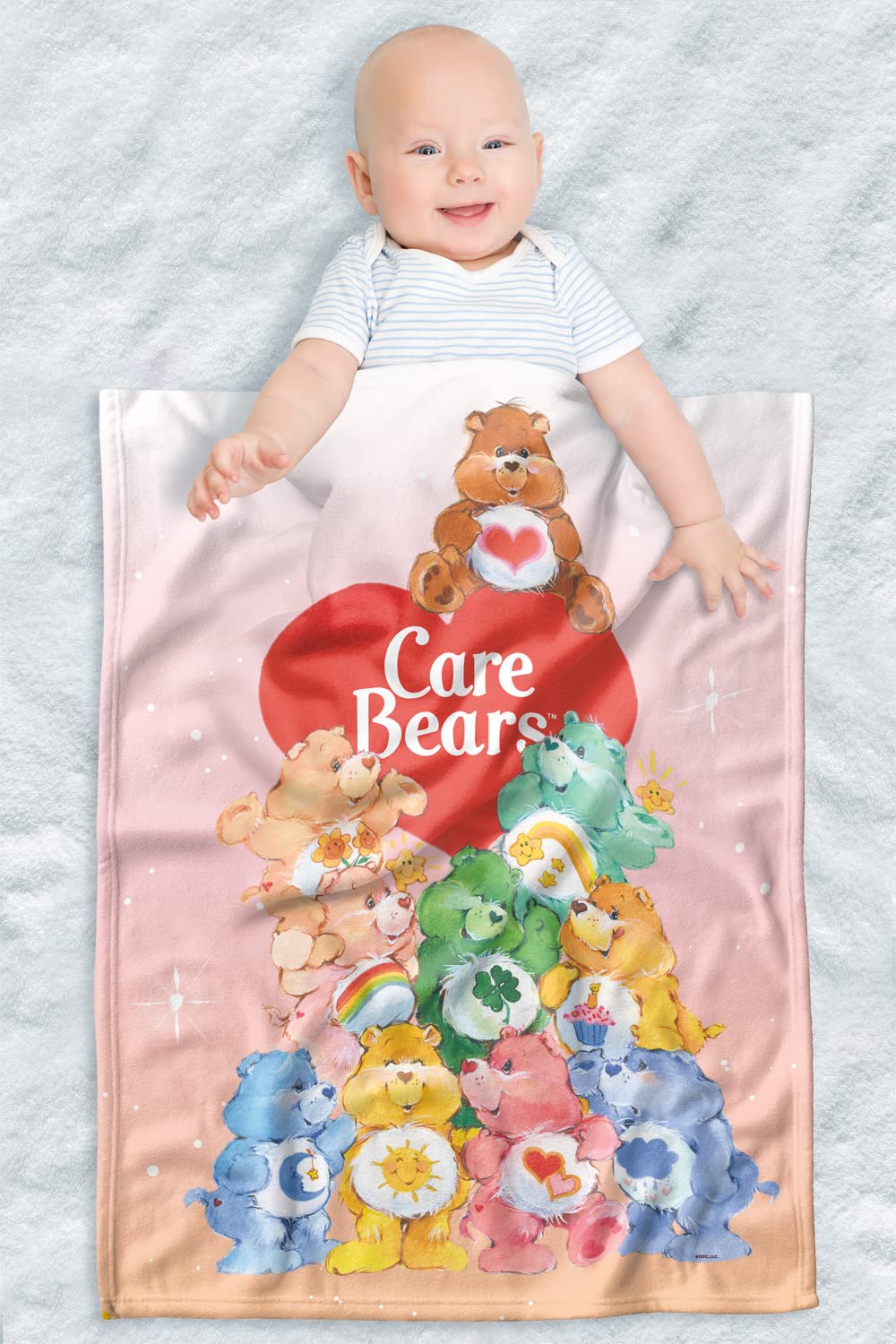 LOGOVISION Care Bears blanket folded for compact snuggle comfort