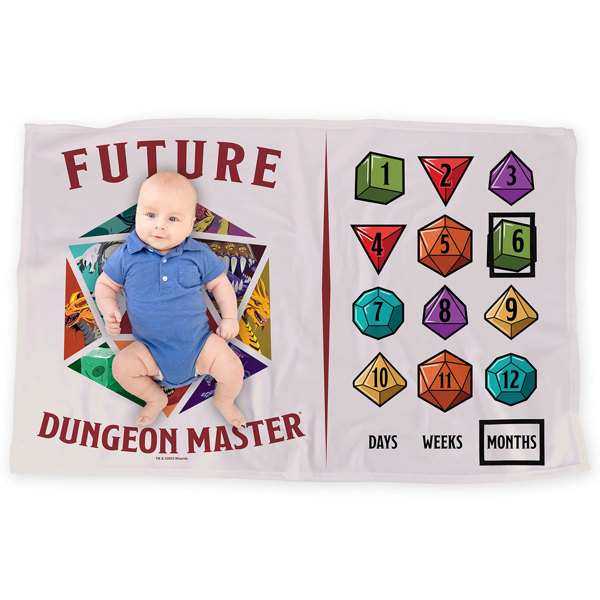 LOGOVISION DND milestone blanket Gelatinous Cube design enhances milestone photos