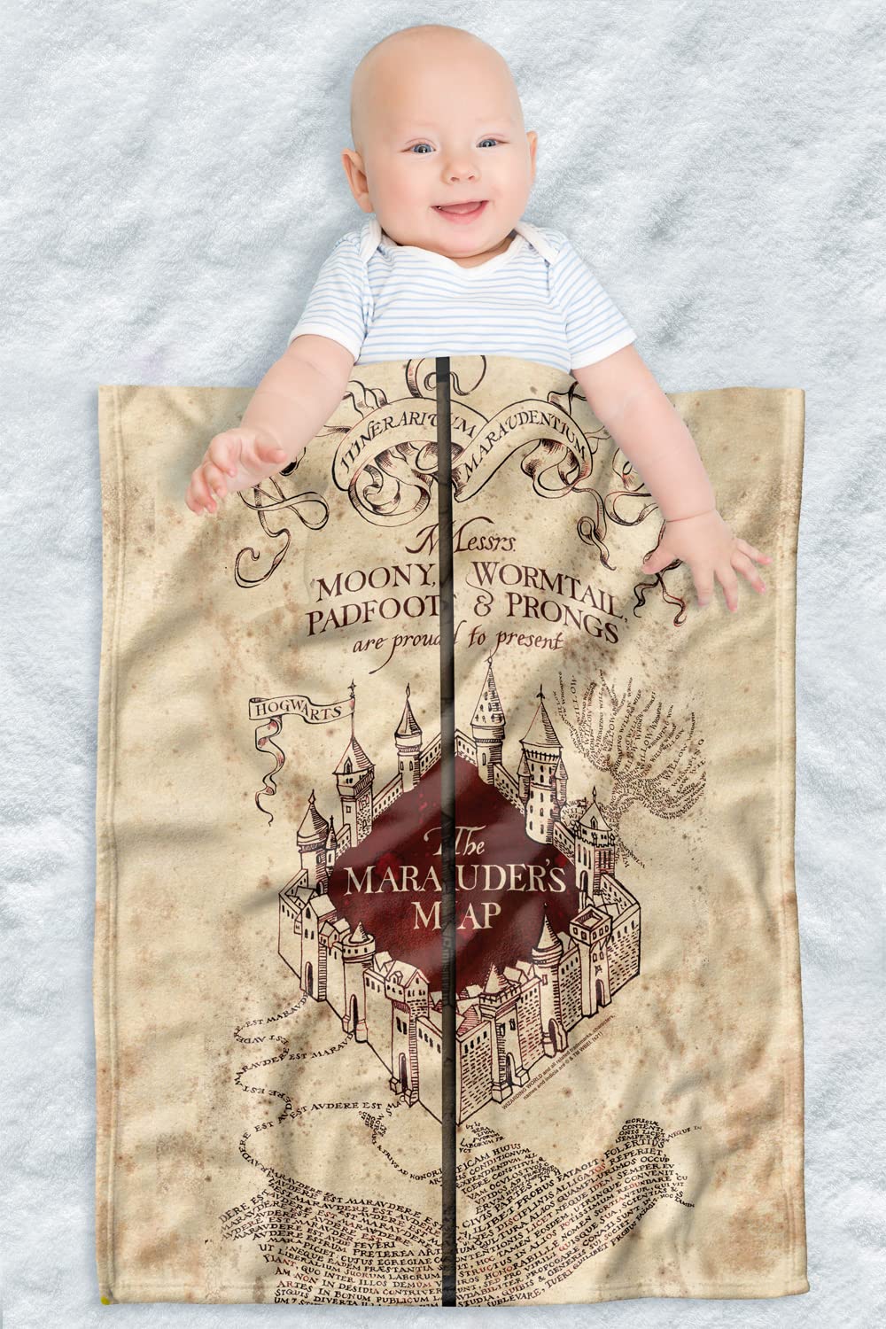 LOGOVISION Harry Potter baby blanket folded-map front shows portable cozy comfort.