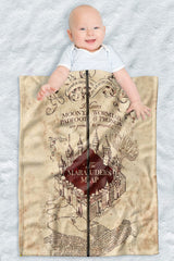 LOGOVISION Harry Potter baby blanket folded-map front shows portable cozy comfort.