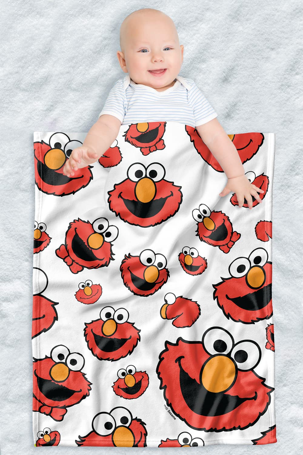 LOGOVISION Sesame Street blanket Elmo face for cozy newborn snuggles.