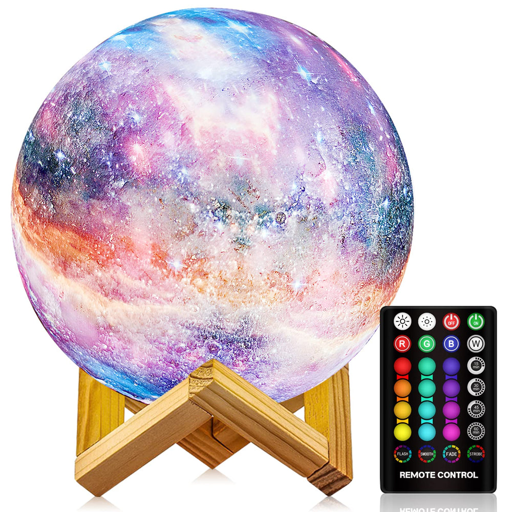 LOGROTATE Moon Lamp with cratered surface offers a lifelike glow for calming bedtime routines.
