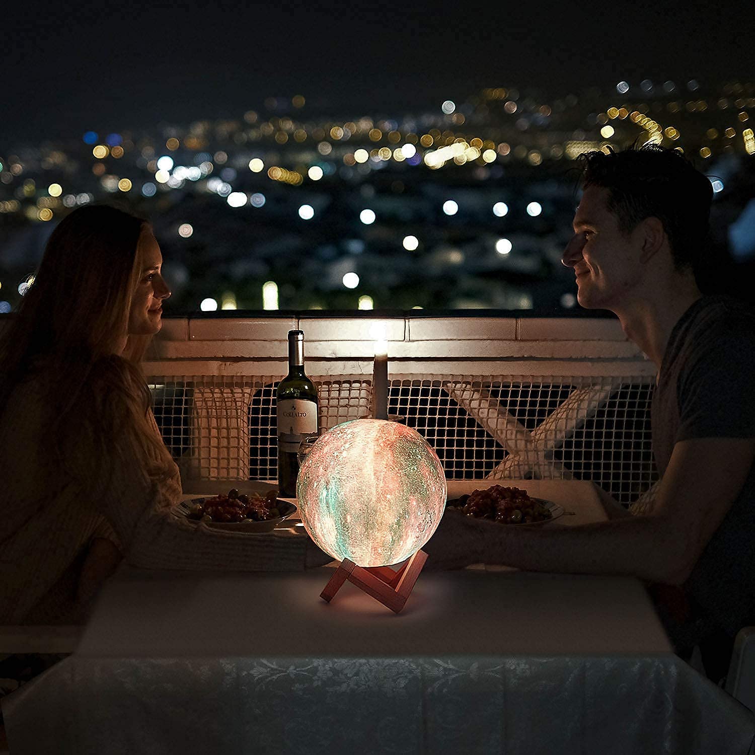 LOGROTATE Moon Lamp USB rechargeable design reduces clutter and powers nightly glow.