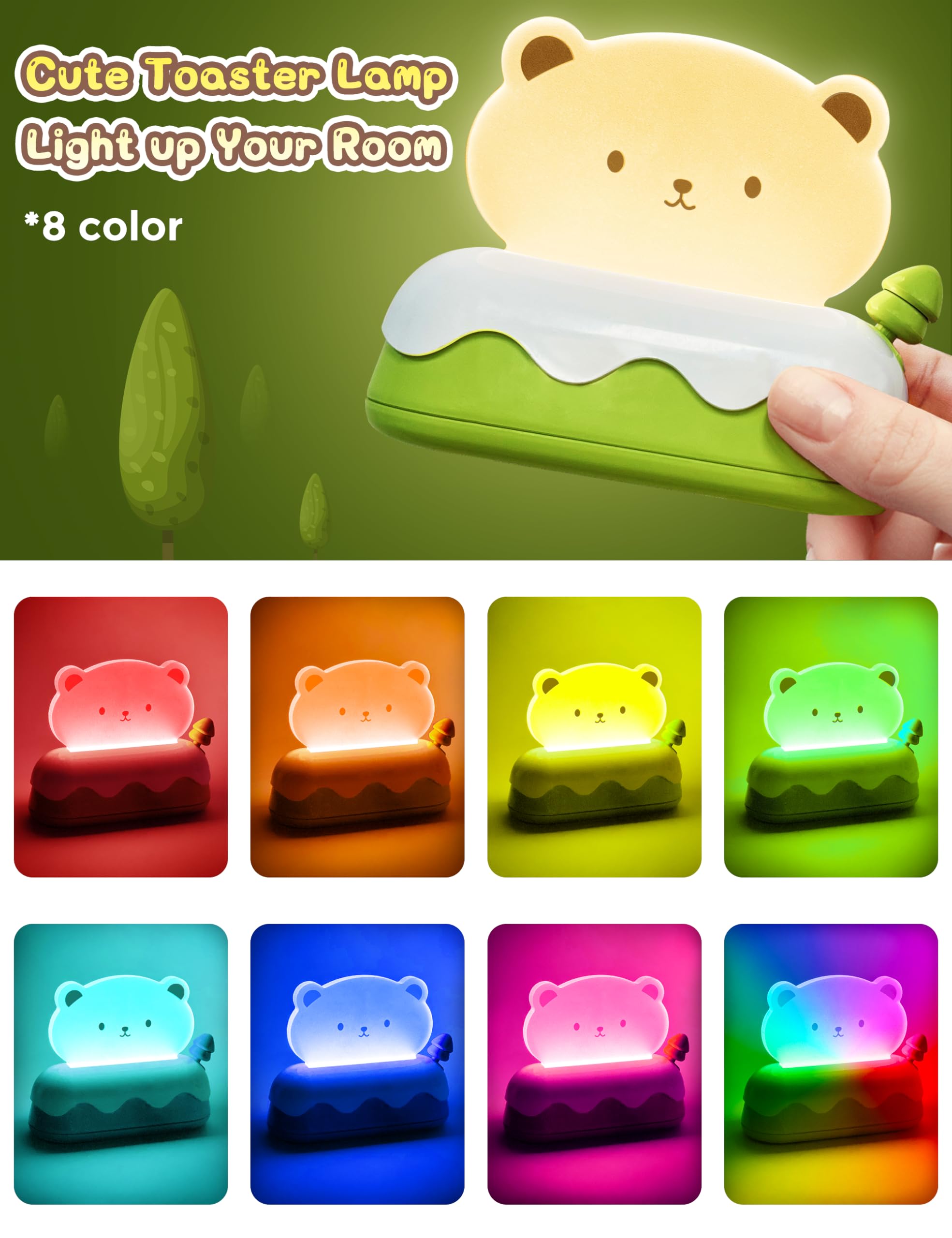 LOHAS LED bear night light with toaster design, playful room decor.