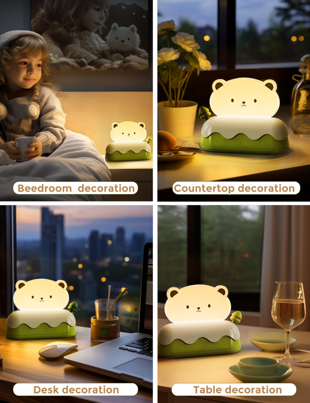 LOHAS LED night light warm light mode, cozy bedside illumination.