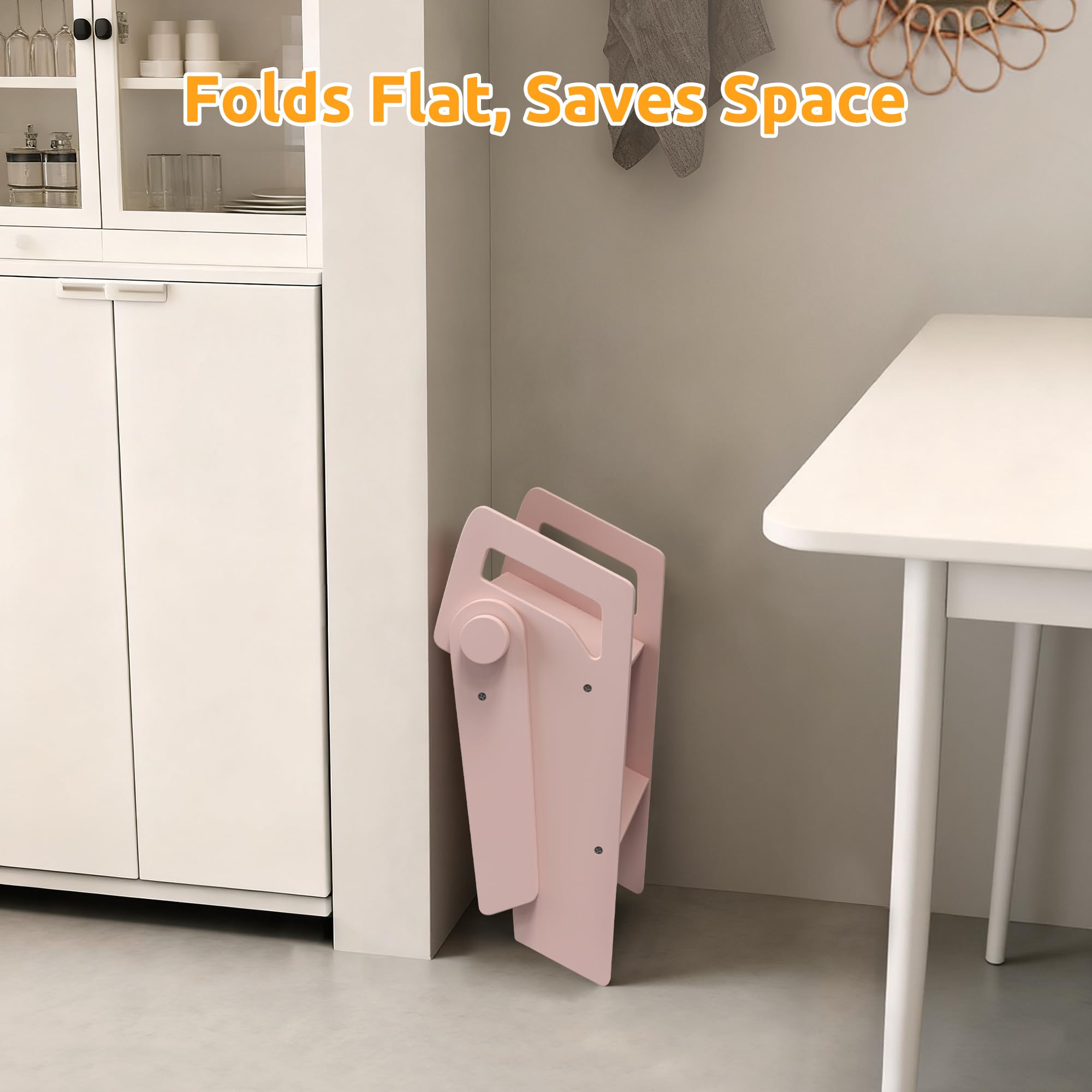 LOHASOK non-slip base pads keep the stool steady on tile or wood.