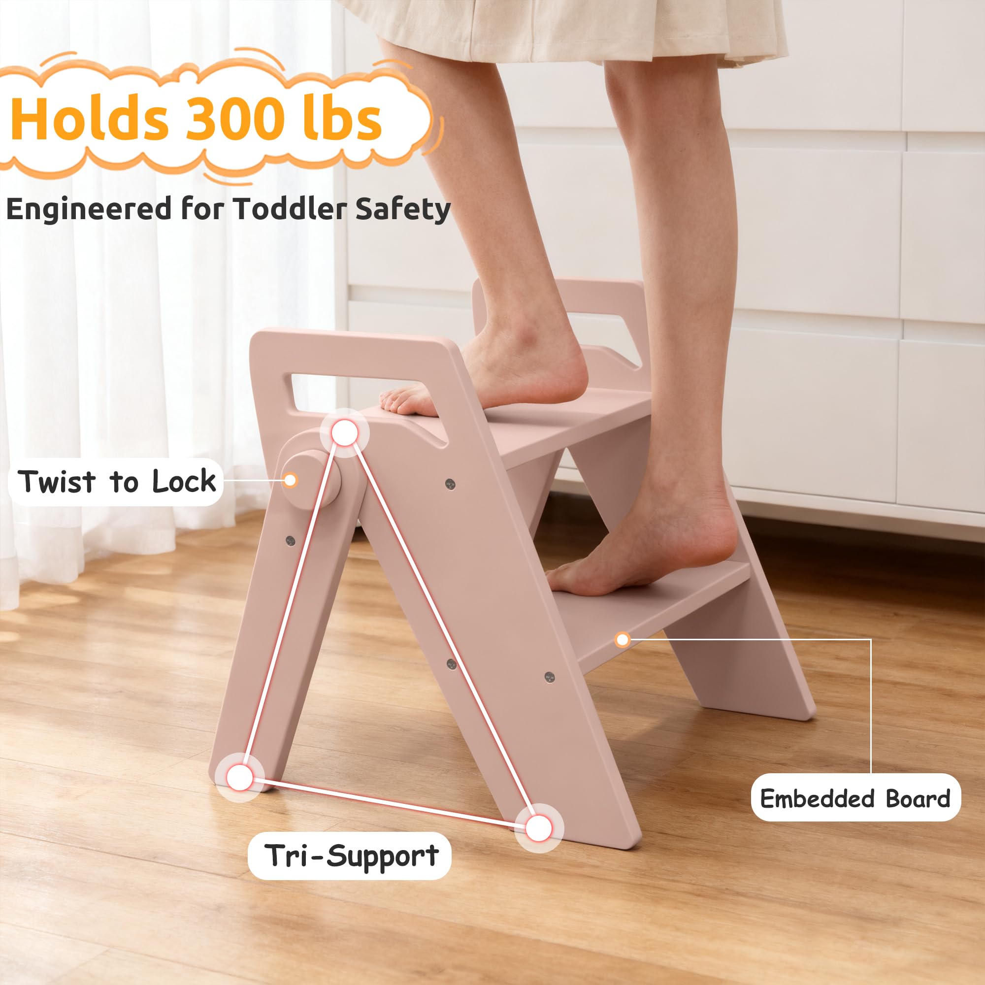 LOHASOK triangular-support frame emphasizes rock-solid stability on any floor.