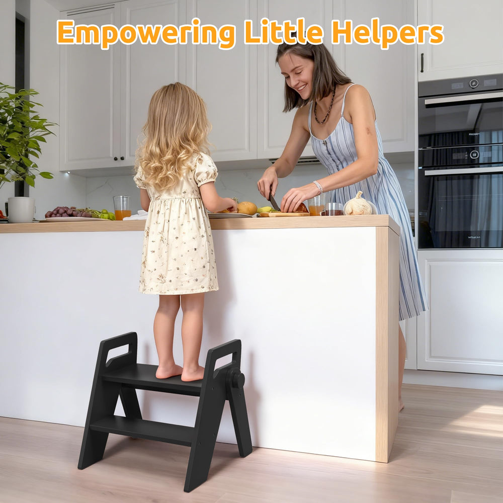 LOHASOK wooden 2-step stool kid by sink enables independent handwashing routines