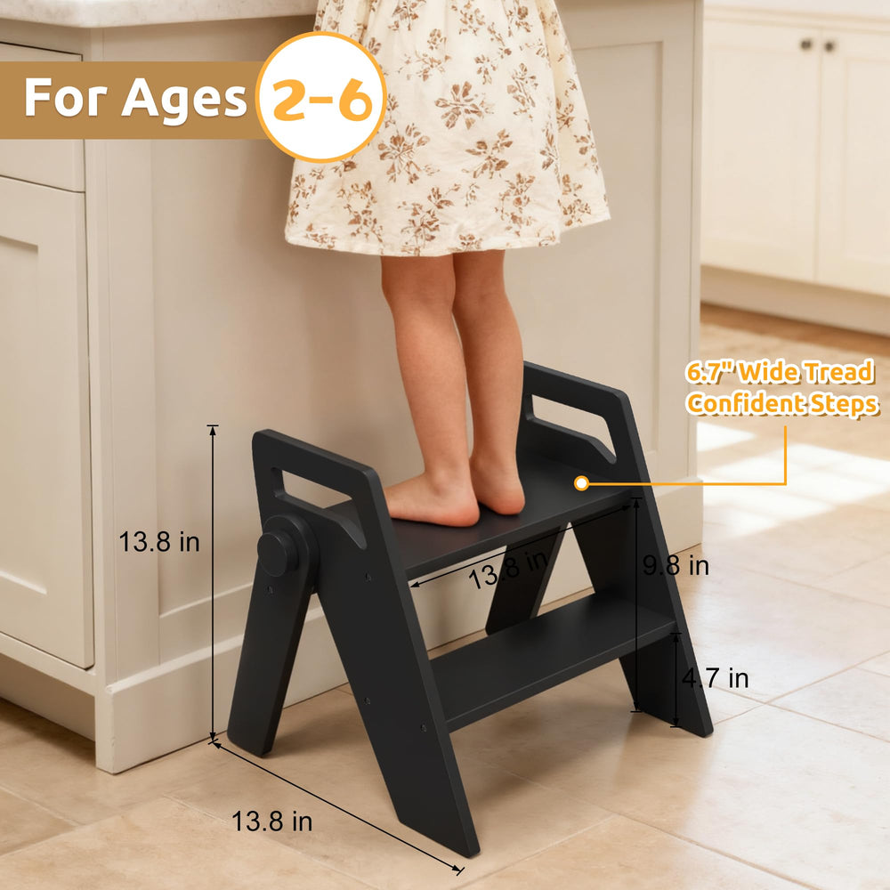 LOHASOK wooden stool stores compactly under sink for clutter-free spaces