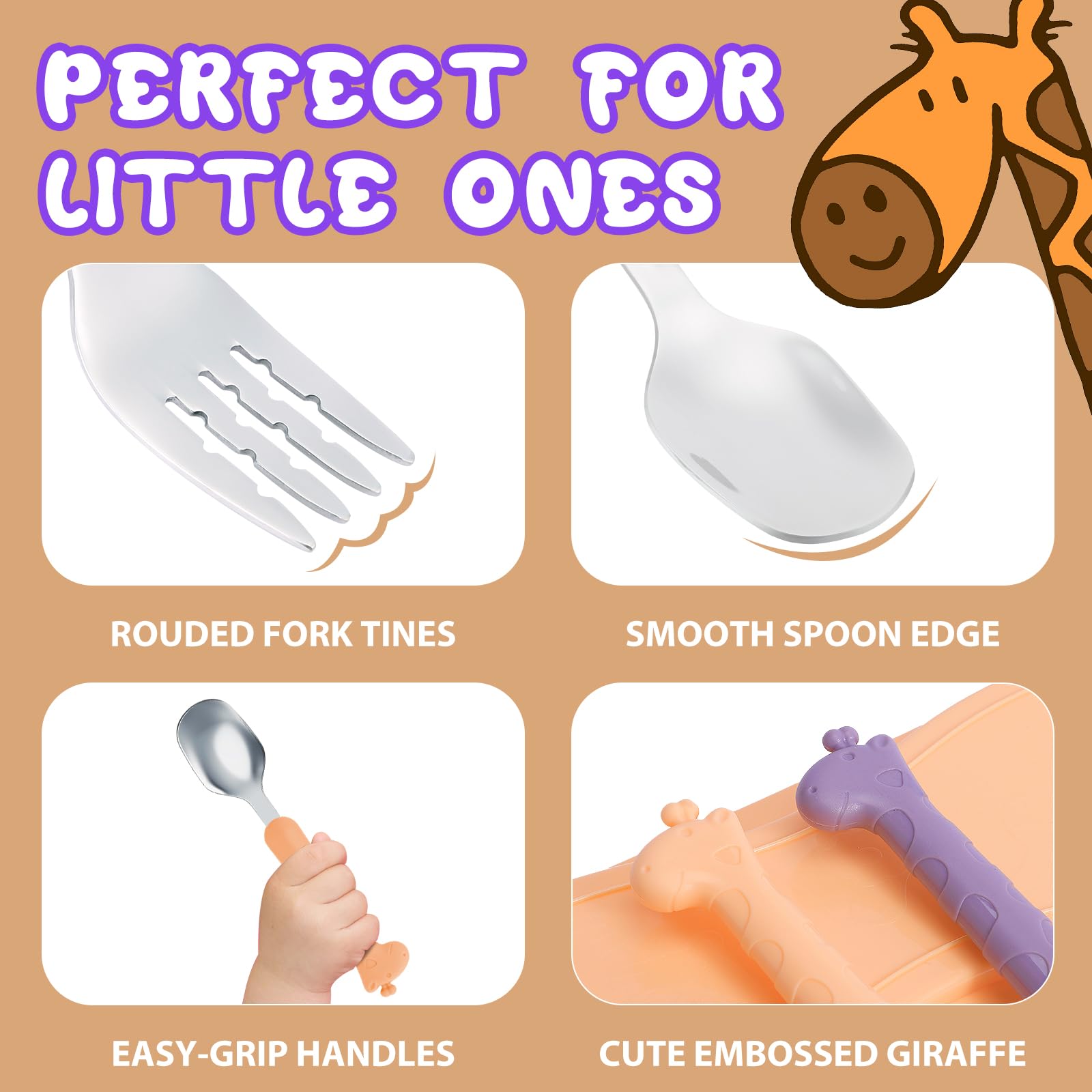 lohodo toddler utensils rounded fork tine safety for safe self-feeding
