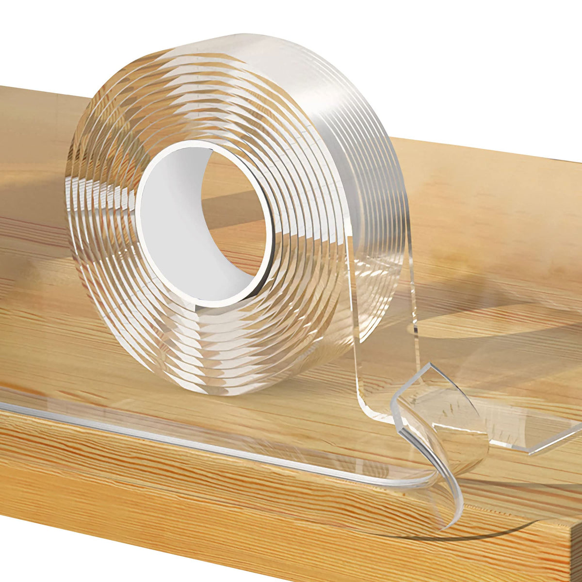 Loiion clear edge strip demonstrates transparent profile preserving furniture look while protecting kids.