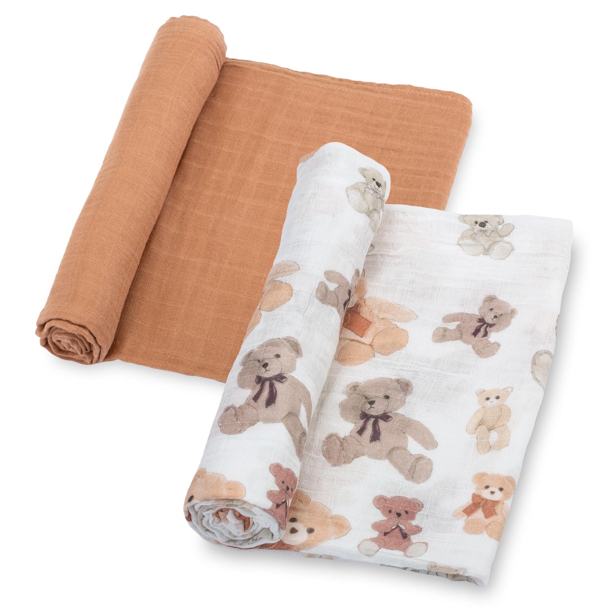 LollyBanks baby swaddle blanket teddy bear close-up for cozy, breathable comfort