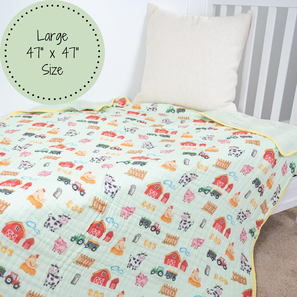LollyBanks farm theme blanket in nursery settings for daily cuddles.
