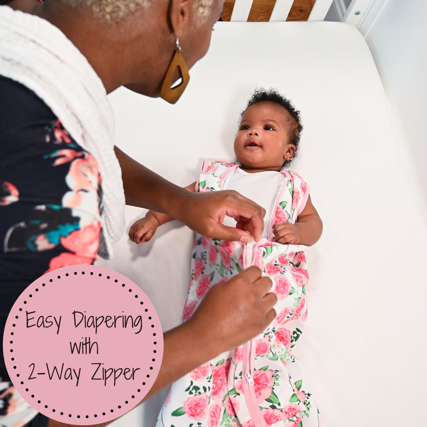 LollyBanks Peony print garment pairs with nursery decor for a soothing bedtime routine