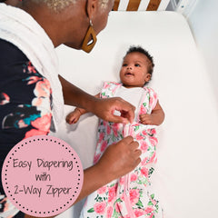 LollyBanks Peony print garment pairs with nursery decor for a soothing bedtime routine