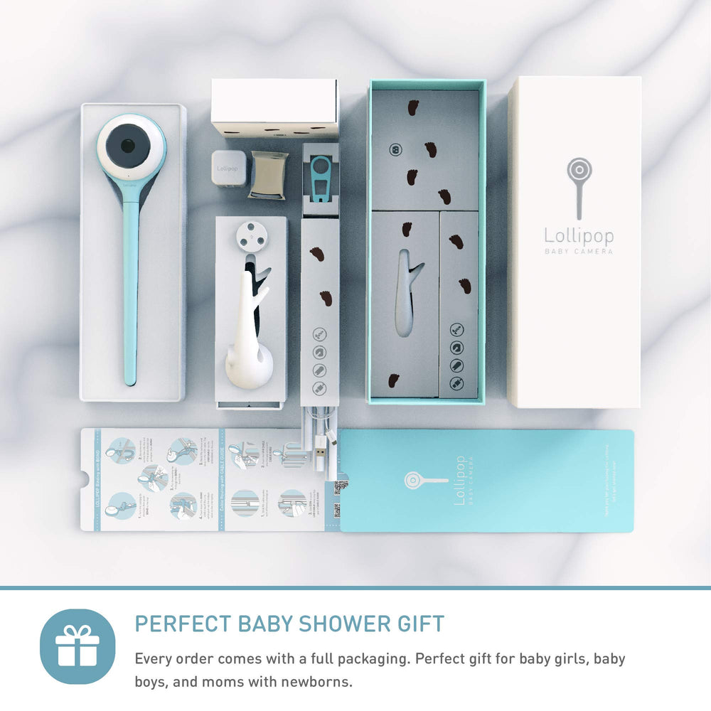 Lollipop Baby Monitor Pistachio lullabies soothe baby with familiar sounds