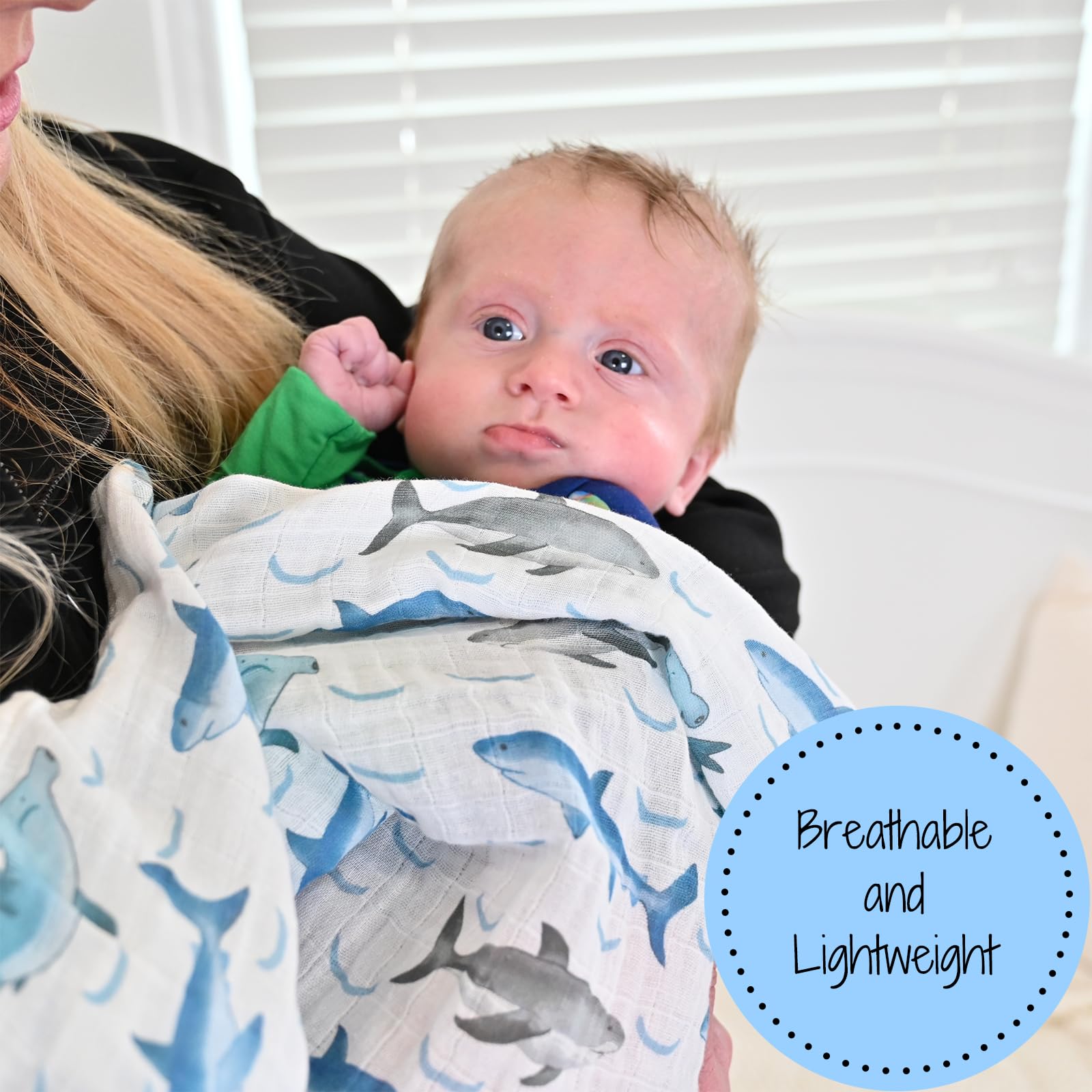 LollyBanks 47x47 inch swaddle blanket offers roomy newborn wrapping