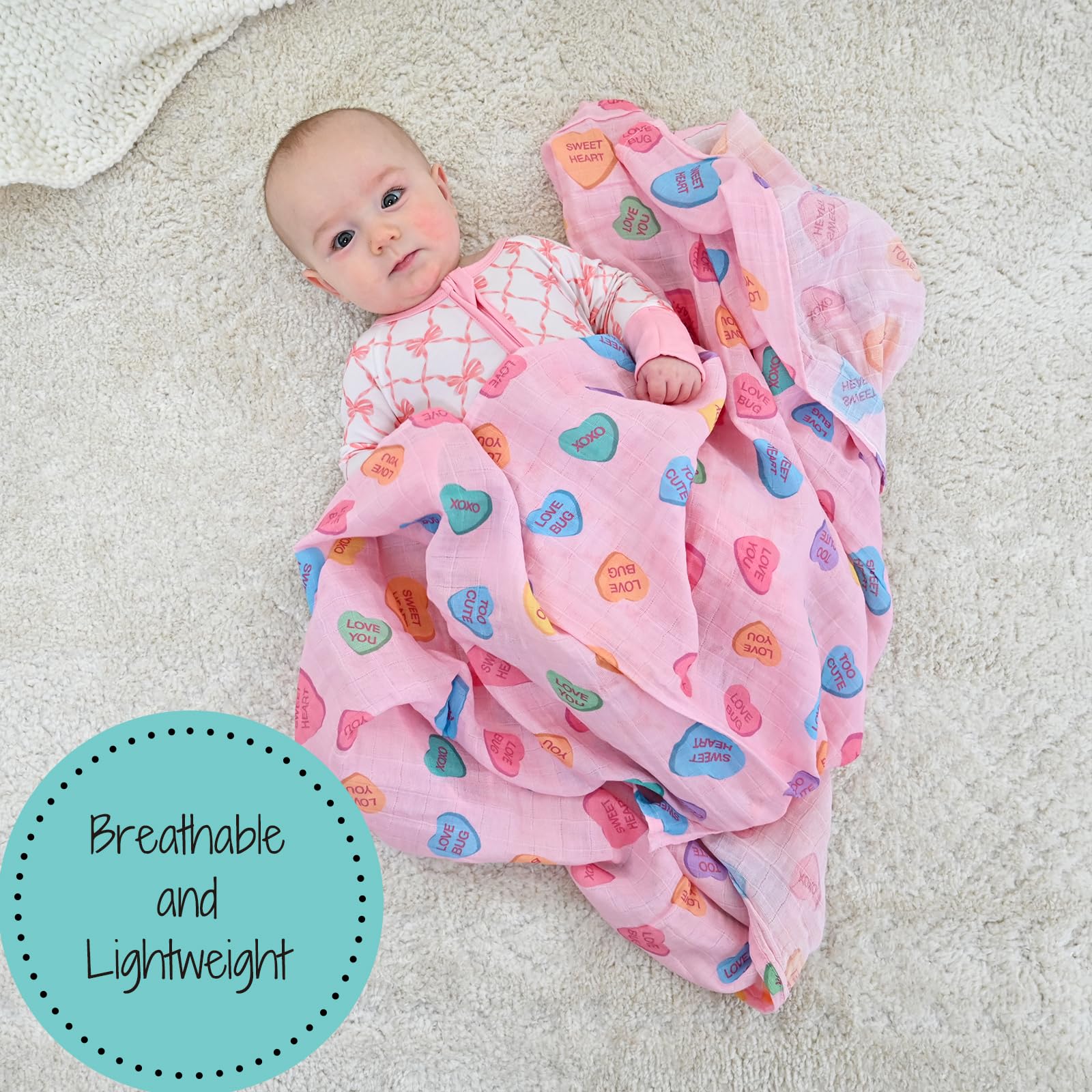 LollyBanks baby blanket muslin soft folded demonstrates cozy cuddles.