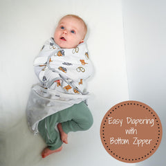 LollyBanks baby boy cowboy-print swaddle wrapped for cozy newborn sleep.