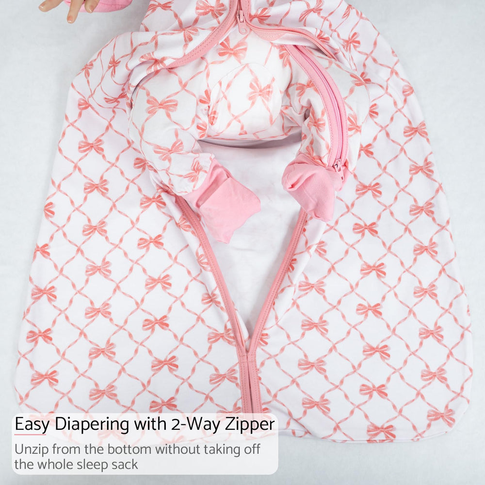 LollyBanks baby sleep sack worn by a newborn shows comfy fit for 0-6 months.