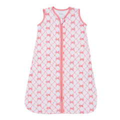 LollyBanks baby sleep sack with pink bow print offers gentle cotton comfort for cozy naps.