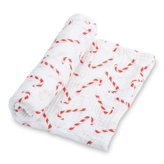 LollyBanks candy-cane print swaddle for festive newborn photos