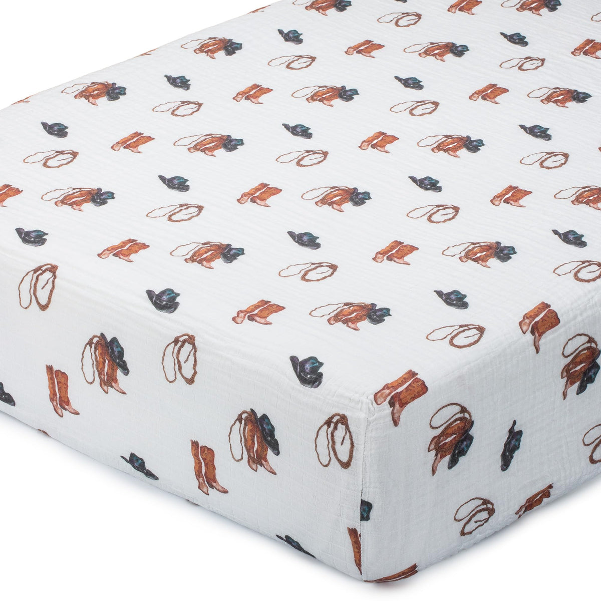 LollyBanks cowboy crib sheet in soft cotton texture for gentle sleep