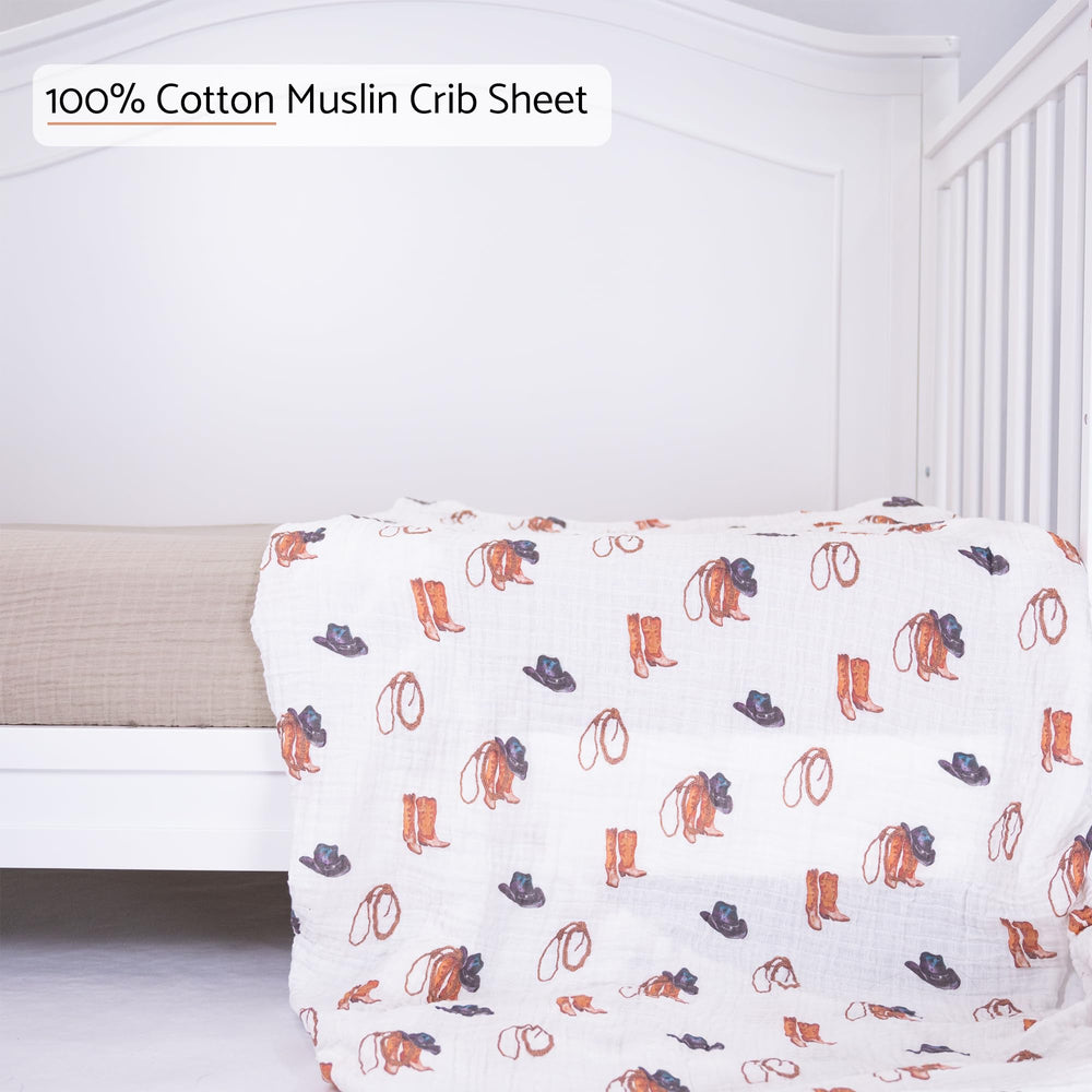 LollyBanks crib sheet with elastic edges for a snug 52x28 mattress fit