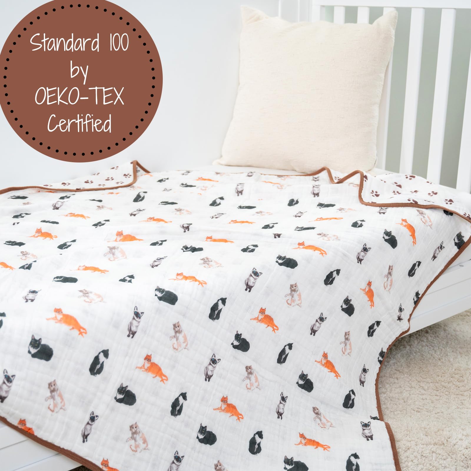 LollyBanks fabric detail closeup highlighting 100% cotton muslin softness.