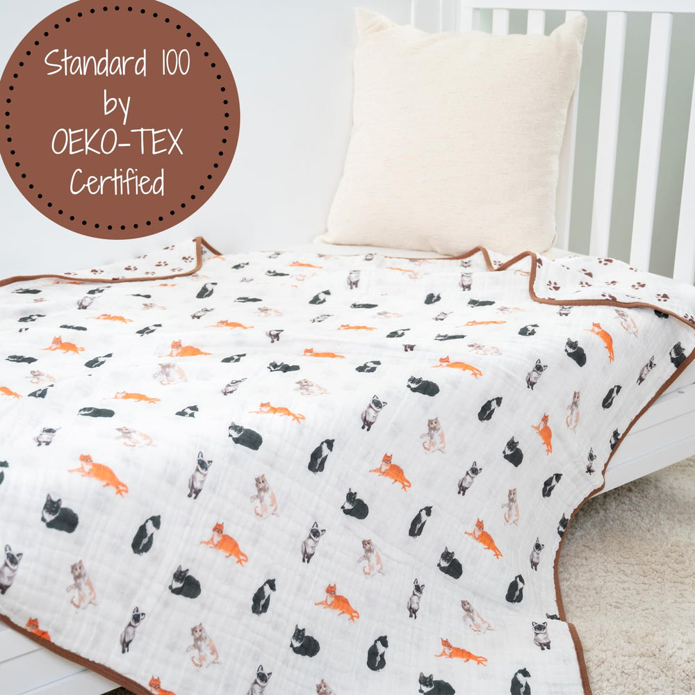 LollyBanks fabric detail closeup highlighting 100% cotton muslin softness.
