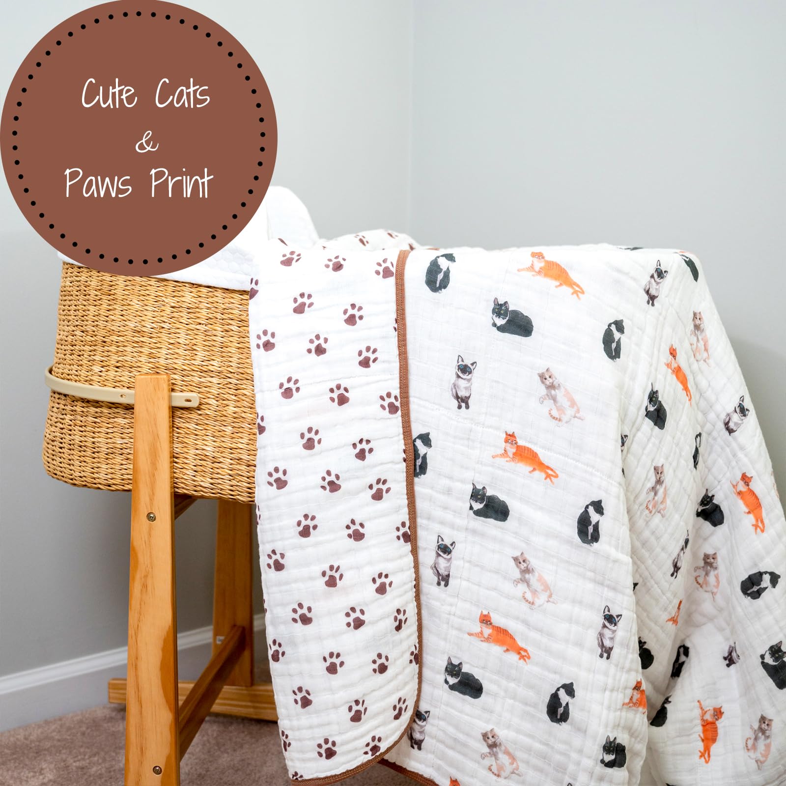 LollyBanks cat-print blanket used as travel nap companion for toddlers.