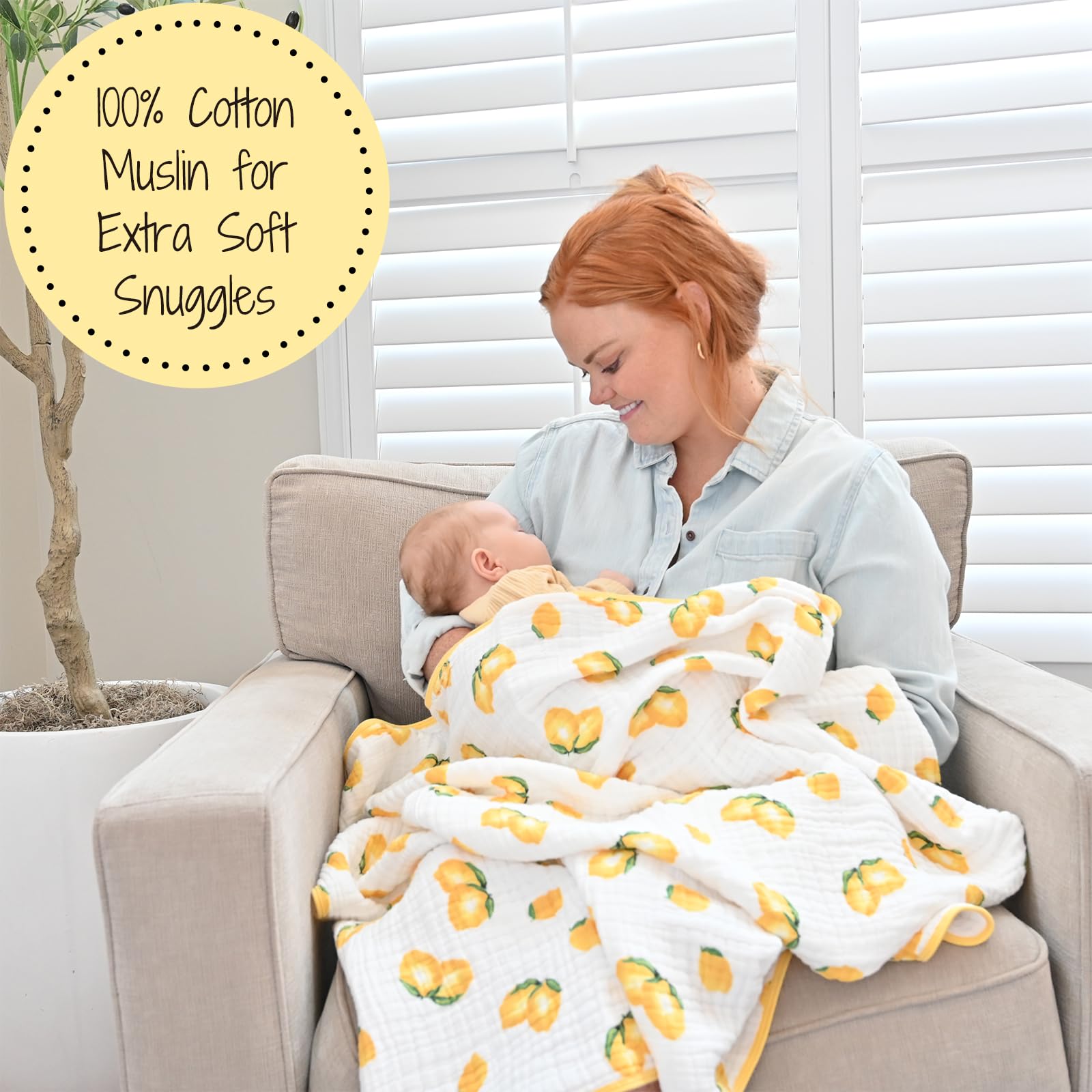 LollyBanks muslin baby quilt folded neatly shows easy storage and travel readiness.