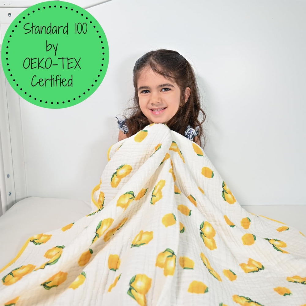 LollyBanks muslin baby quilt in nursery setup demonstrates versatile large size.