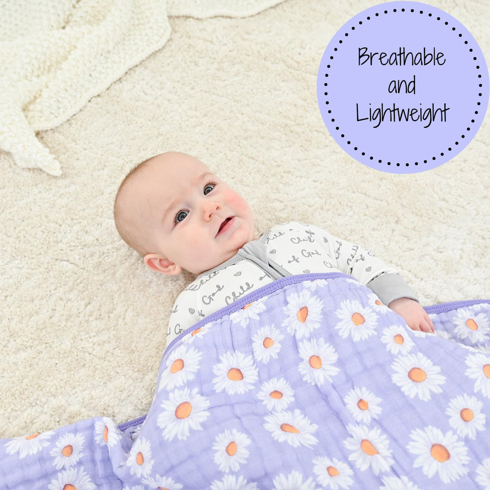 LollyBanks muslin blanket 47x47 in use as a cuddly layer for naps.