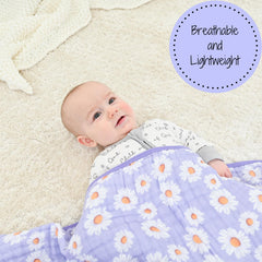 LollyBanks muslin blanket 47x47 in use as a cuddly layer for naps.