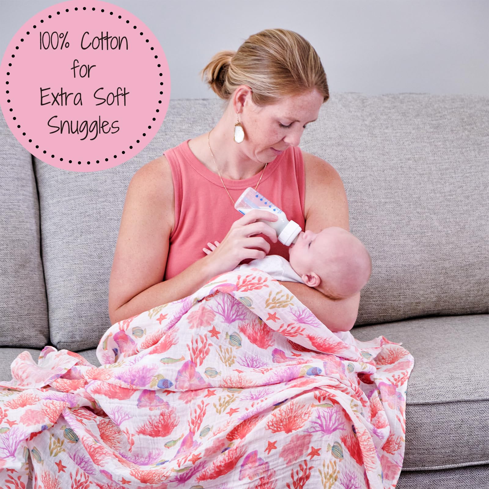 LollyBanks muslin cotton texture close-up highlights soft, airy weave.
