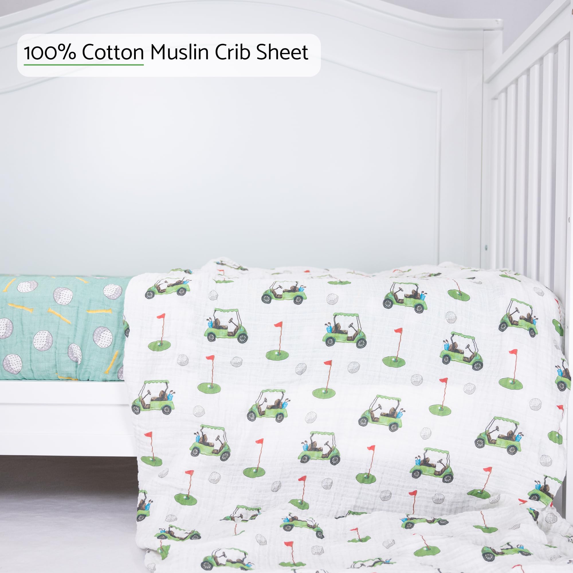 LollyBanks crib sheet shows soft, snug fit for standard 52x28 mattresses, easy nightly change.